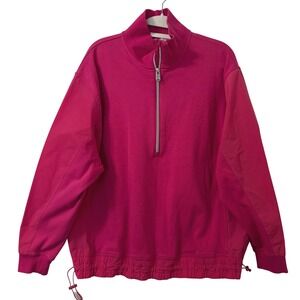 Athleta Triumph Hybrid Half Zip Sweatshirt M Barbie Pink Athletic Outdoors‎